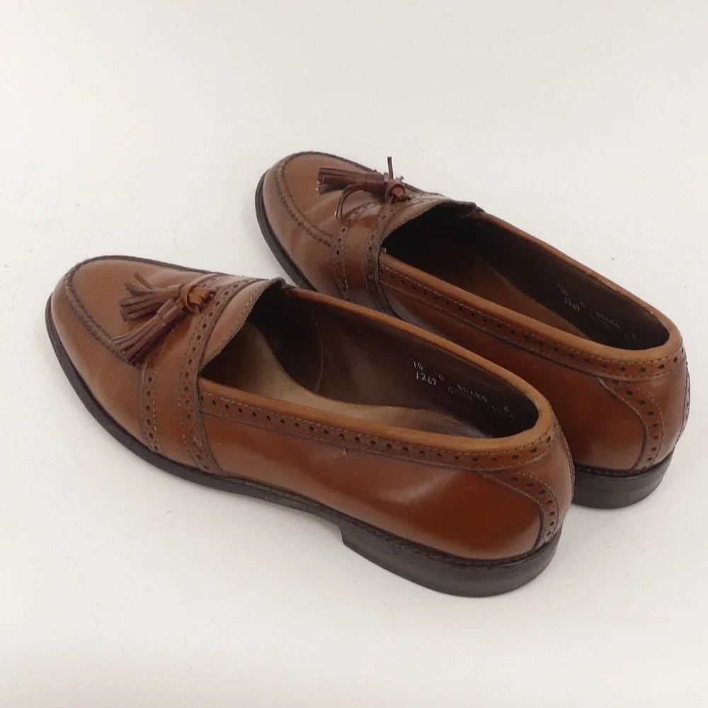 Allen‎ Edmonds Harvard Brown Leather Brogue Tassel Loafers Men's Size 10 C